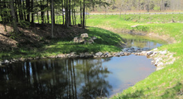 Stormwater detention pond after reconstruction